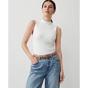 Ann Taylor Off White Sleeveless Mock Neck Sweater Blouse Size Small